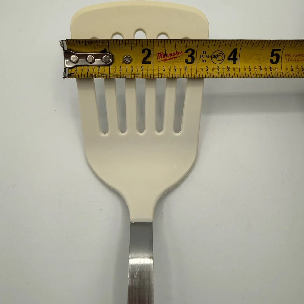 Vintage Pyrex Slotted Spatula Turner Beige Nylon Stainless Steel Handle